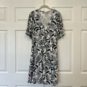 Boden V-Neck Jersey Dress Midnight Garden Tropic Foliage Womens Size 12